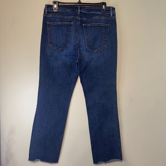 Ann Taylor Modern Fit Crop Denim Blue Jeans Size 10 Raw Hem - Picture 3 of 7